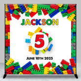 Lofaris Colorful Toy Block Custom Name 5th Birthday Backdrop